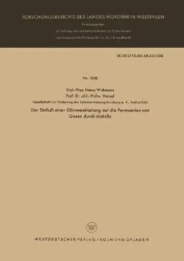 Cover of Der Einfluß Einer Glimmentladung Auf Die Permeation Von Gasen Durch Metalle