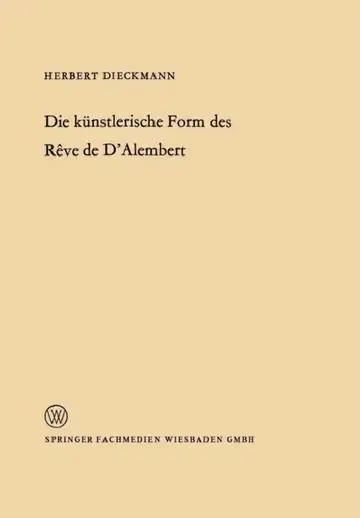 Cover of Die Künstlerische Form Des Rêve de d'Alembert