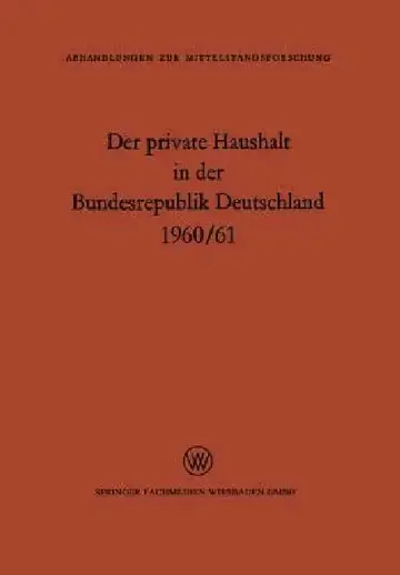 Cover of Der Private Haushalt in Der Bundesrepublik Deutschland 1960/61