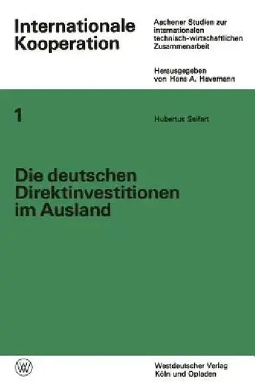 Cover of Die Deutschen Direktinvestitionen Im Ausland
