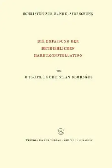 Cover of Die Erfassung Der Betrieblichen Marktkonstellation