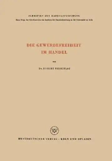 Cover of Die Gewerbefreiheit Im Handel