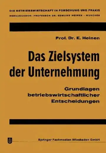 Cover of Das Zielsystem Der Unternehmung