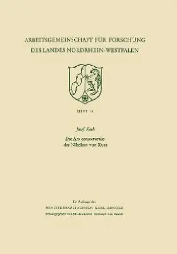 Cover of Die Ars Coniecturalis Des Nikolaus Von Kues