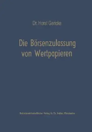 Cover of Die Börsenzulassung Von Wertpapieren
