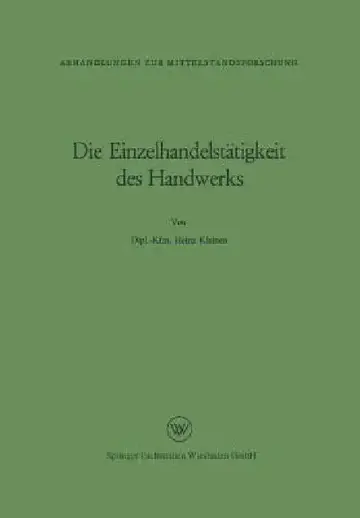 Cover of Die Einzelhandelstätigkeit Des Handwerks