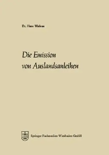 Cover of Die Emission Von Auslandsanleihen