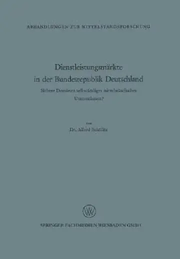 Cover of Dienstleistungsmärkte in Der Bundesrepublik Deutschland