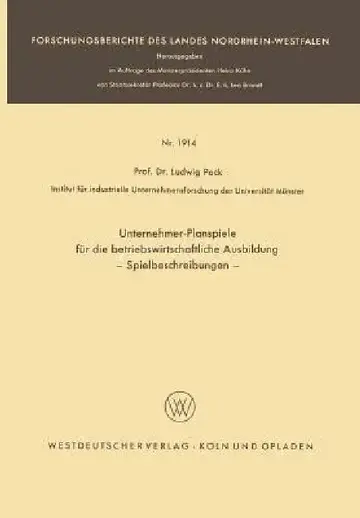 Cover of Unternehmer-Planspiele Für Die Betriebswirtschaftliche Ausbildung