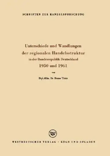 Cover of Unterschiede Und Wandlungen Der Regionalen Handelsstruktur