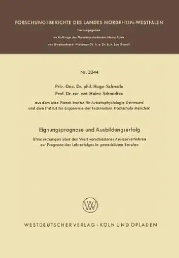 Cover of Eignungsprognose Und Ausbildungserfolg