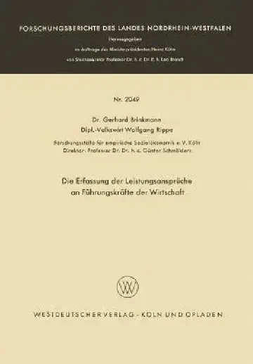 Cover of Die Erfassung Der Leistungsansprüche an Führungskräfte Der Wirtschaft