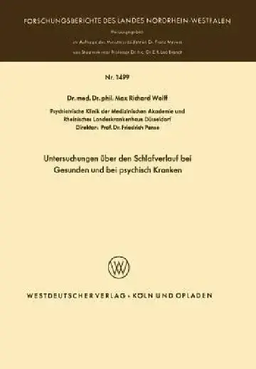 Cover of Untersuchungen Über Den Schlafverlauf Bei Gesunden Und Bei Psychisch Kranken