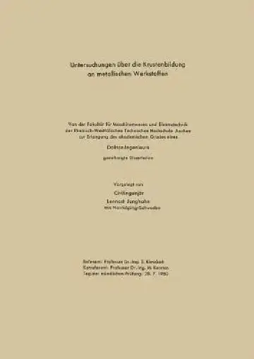 Cover of Untersuchungen Über Die Krustenbildung an Metallischen Werkstoffen