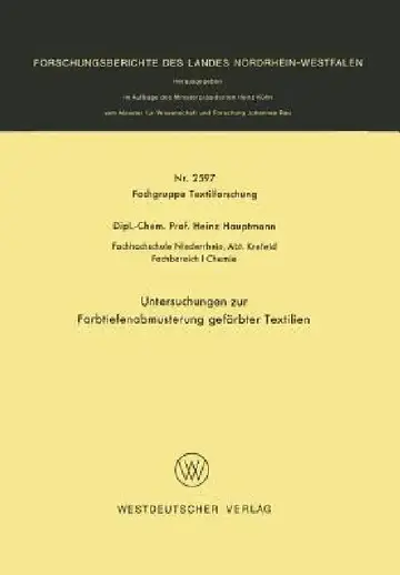 Cover of Untersuchungen Zur Farbtiefenabmusterung Gefärbter Textilien