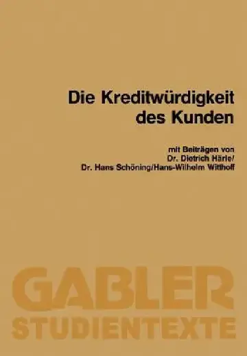 Cover of Die Kreditwürdigkeit Des Kunden