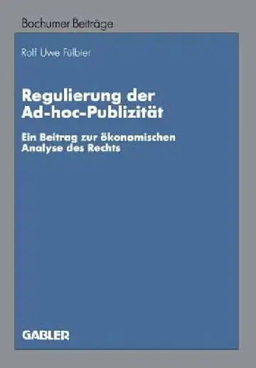 Cover of Regulierung Der Ad-Hoc-Publizität
