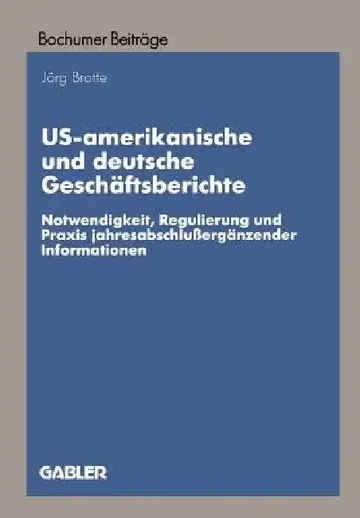 Cover of Us-Amerikanische Und Deutsche Geschäftsberichte