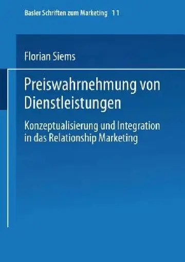Cover of Preiswahrnehmung Von Dienstleistungen
