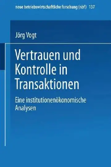 Cover of Vertrauen Und Kontrolle in Transaktionen