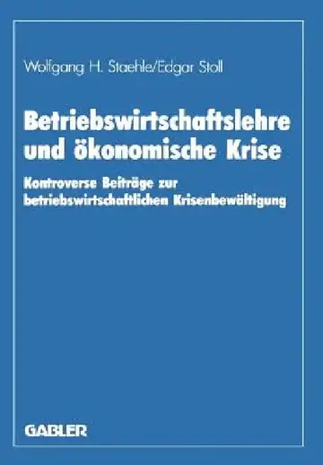Cover of Betriebswirtschaftslehre Und Ökonomische Krise