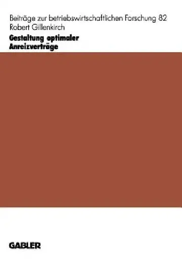 Cover of Gestaltung Optimaler Anreizverträge