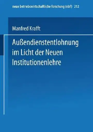 Cover of Außendienstentlohnung Im Licht Der Neuen Institutionenlehre