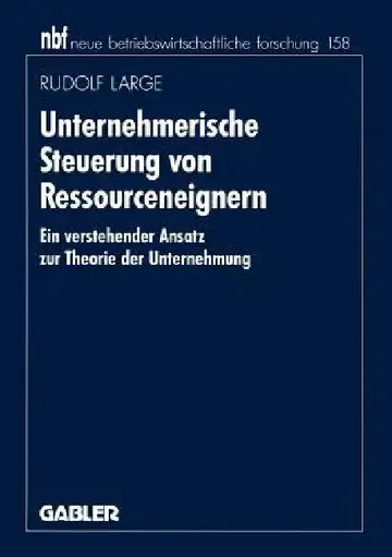 Cover of Unternehmerische Steuerung Von Ressourceneignern