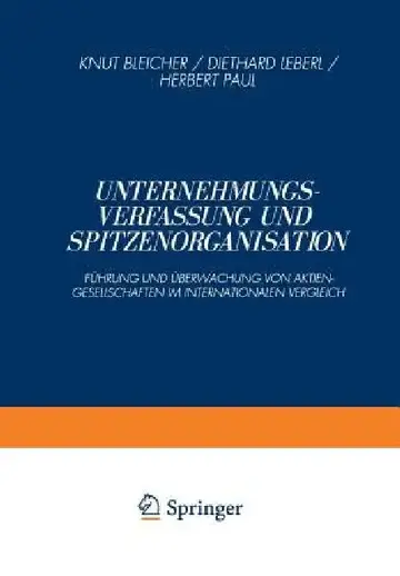 Cover of Unternehmungsverfassung Und Spitzenorganisation