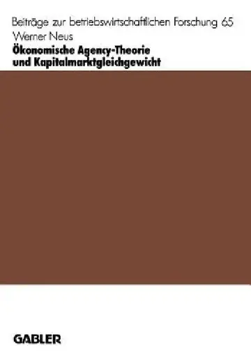 Cover of Ökonomische Agency-Theorie Und Kapitalmarktgleichgewicht