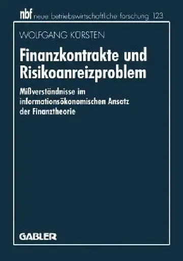 Cover of Finanzkontrakte Und Risikoanreizproblem