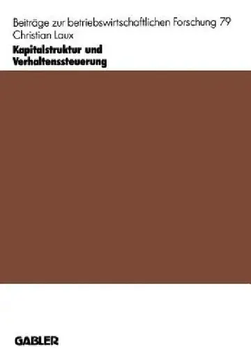 Cover of Kapitalstruktur Und Verhaltenssteuerung