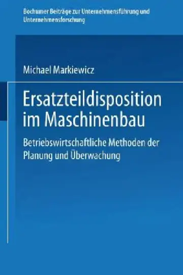 Cover of Ersatzteildisposition Im Maschinenbau