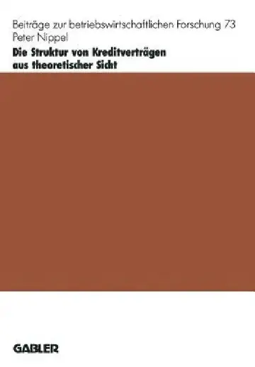 Cover of Die Struktur Von Kreditverträgen Aus Theoretischer Sicht