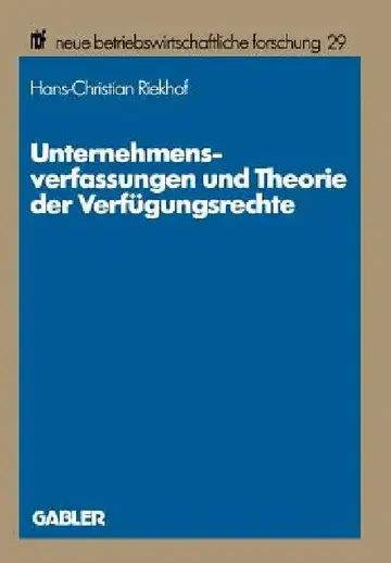 Cover of Unternehmensverfassungen Und Theorie Der Verfügungsrechte