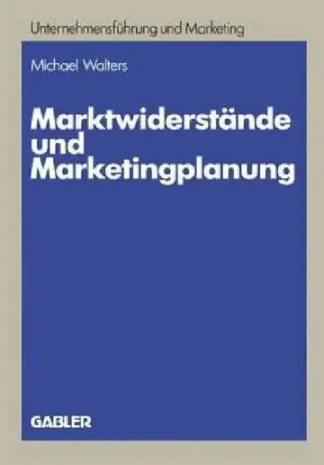Cover of Marktwiderstände Und Marketingplanung
