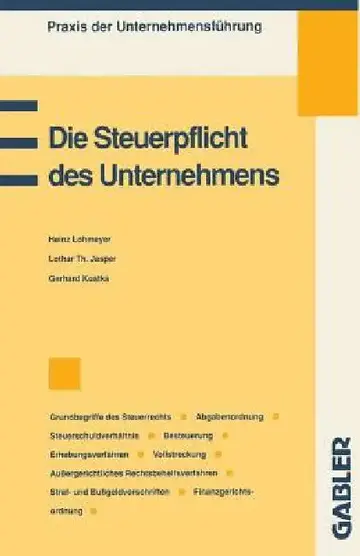 Cover of Die Steuerpflicht Des Unternehmens