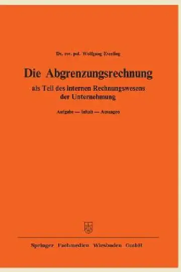 Cover of Die Abgrenzungsrechnung