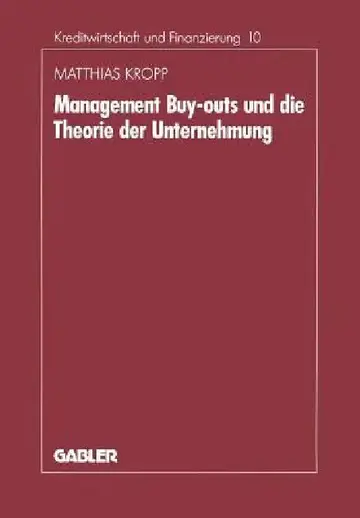 Cover of Management-Buyouts Und Die Theorie Der Unternehmung