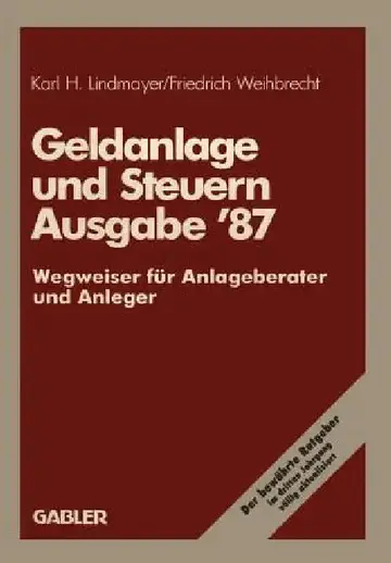 Cover of Geldanlage Und Steuern '87