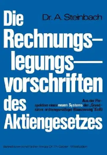 Cover of Die Rechnungslegungsvorschriften Des Aktiengesetzes 1965