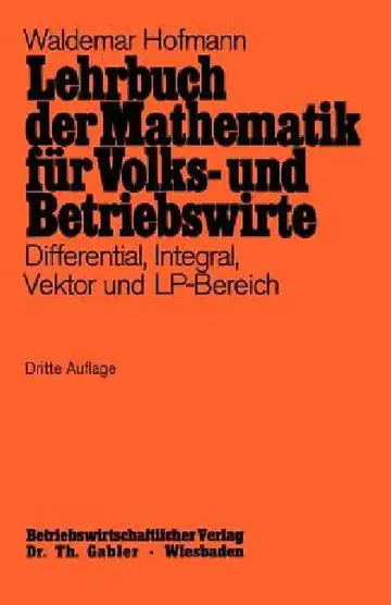 Cover of Lehrbuch Der Mathematik Für Volks- Und Betriebswirte