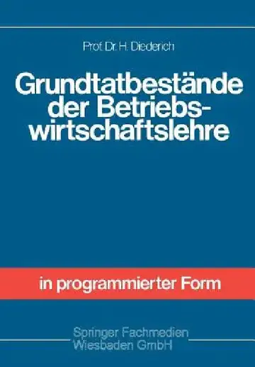 Cover of Grundtatbestände Der Betriebswirtschaftslehre