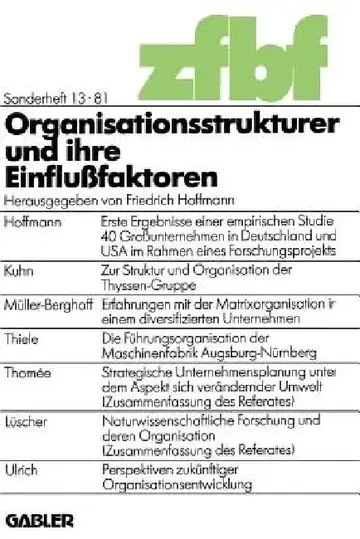 Cover of Organisationsstrukturen Und Ihre Einflußfaktoren