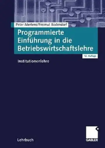 Cover of Programmierte Einführung in Die Betriebswirtschaftslehre
