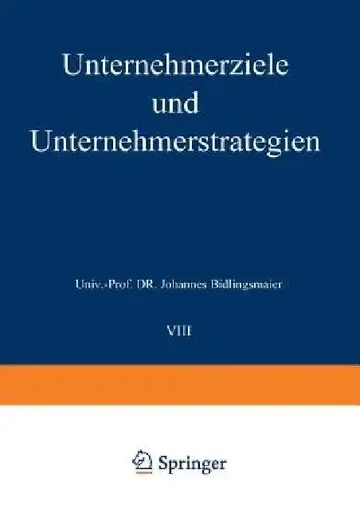 Cover of Unternehmerziele Und Unternehmerstrategien