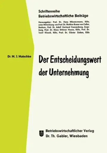 Cover of Der Entscheidungswert Der Unternehmung