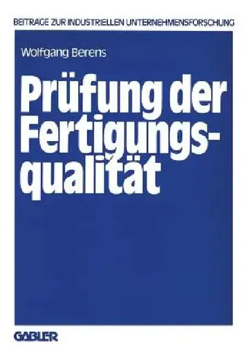 Cover of Prüfung Der Fertigungsqualität