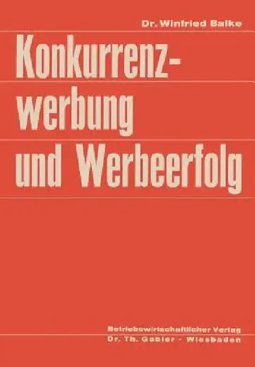 Cover of Konkurrenzwerbung Und Werbeerfolg
