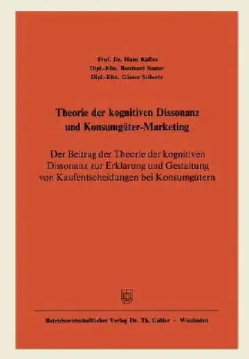 Cover of Theorie Der Kognitiven Dissonanz Und Konsumgüter-Marketing